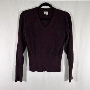 Columbia Sweater Women's Small Solid Purple Vneck Long Sleeve XCO